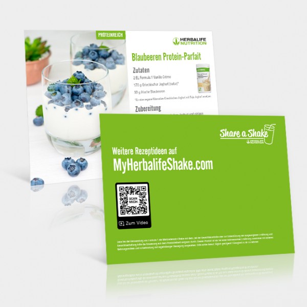 Rezeptkarten Blaubeeren Protein-Parfait - 25 Stück