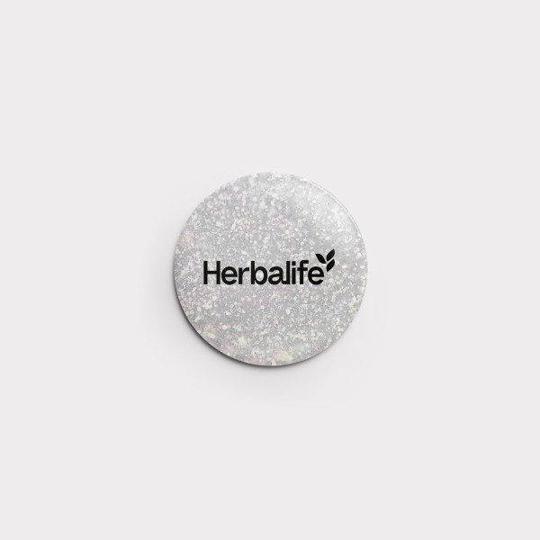 Mini-Glitzerbutton "Herbalife" in schwarz 32 mm (Weiß)