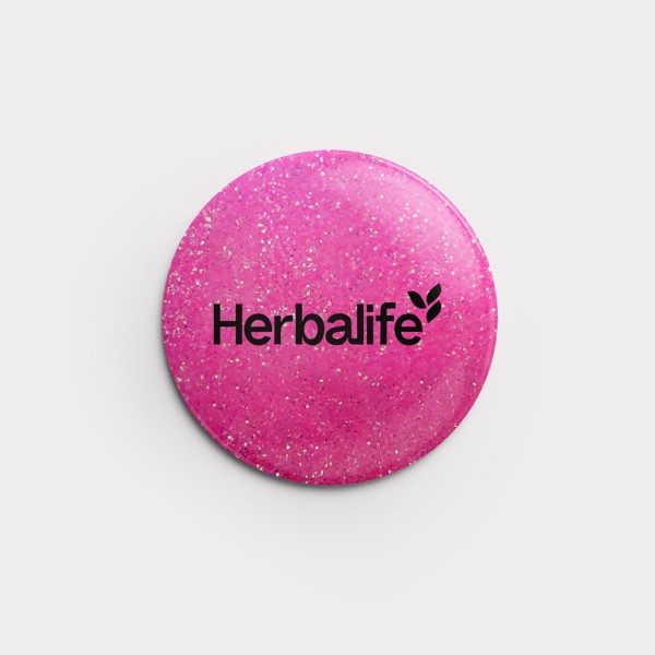 Glitzerbutton "Herbalife" 56 mm (Pink)
