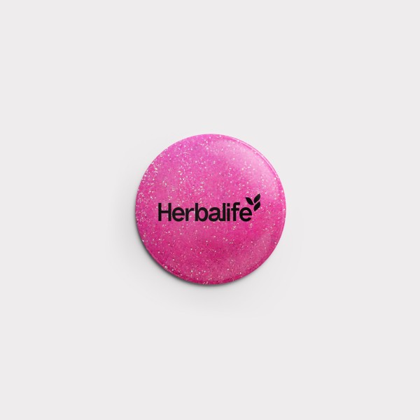 Mini-Glitzerbutton "Herbalife" 32 mm (Pink)